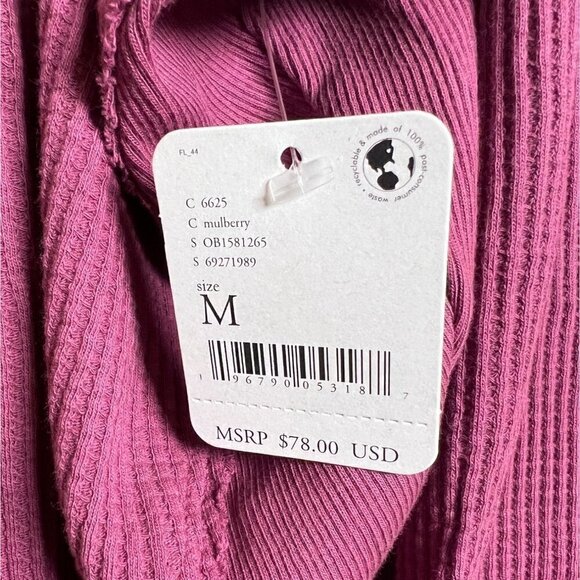 Nwt Free People "Santa Clara" Women's Thermal Top Mulberry Size M - Picture 11 of 11